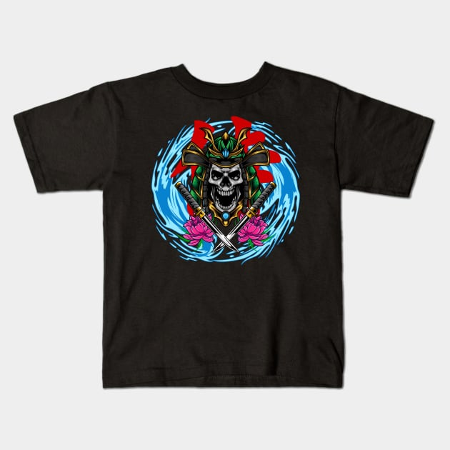 Samurai Skull Kids T-Shirt by Harrisaputra